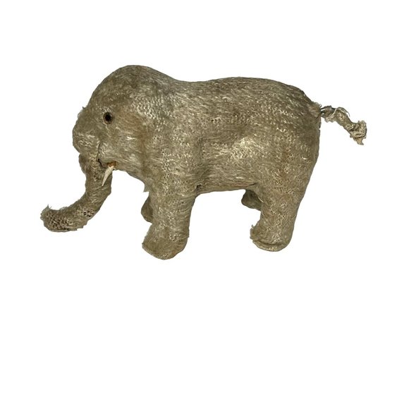Vintage 1950's Japan Mohair Windup Elephant Toy Spinning Tail - Picture 1 of 10